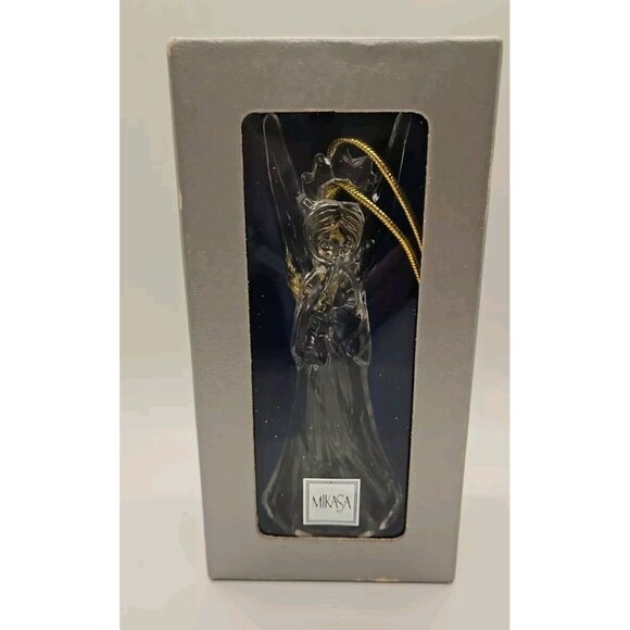 Mikasa Crystal Christmas Angel with Horn in Box Germany Christmas Ornament - Picture 1 of 7